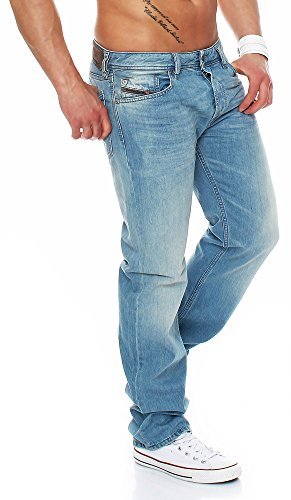 DIESEL Jeans Waykee Regular Straight Denim Hose, Hellblau OR10A, 33W / 32L