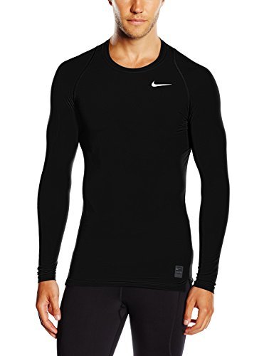 Nike Herren Pro Cool Kompressionsshirt Langarm, schwarz/grau/weiß, M, 703088