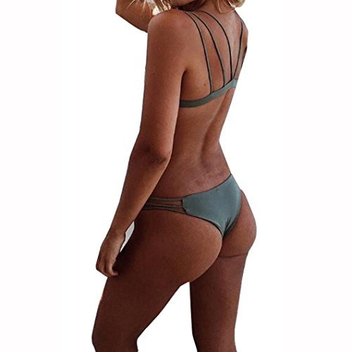 Sannysis Damen Bikini Set Bademode Push-Up Gepolsterter BH Strandkleidung (Grün, M)