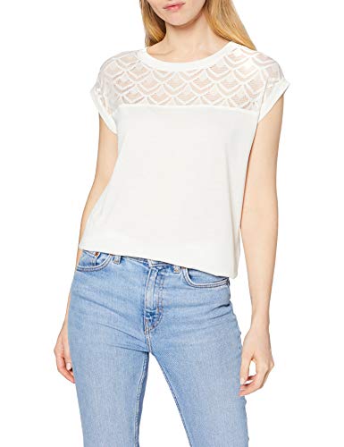 ONLY Damen T-Shirt onlNICOLE S/S MIX TOP NOOS Weiß (Cloud Dancer), 38 (Herstellergröße: M)