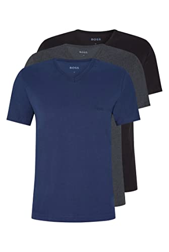 BOSS Herren V-Neck T-Shirt, 3er Pack Classic, Open Blue 497, L