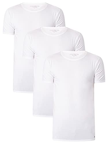 Tommy Hilfiger Herren 3er-Pack T-Shirts Stretch Cn Tee Ss 3 PKack mit Stretch, Weiß (White), L