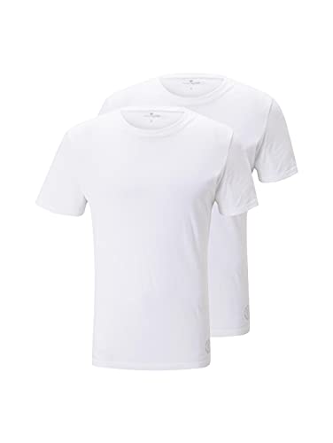 TOM TAILOR Herren Basic T-Shirt im Doppelpack 1008638, 20000 - White, L