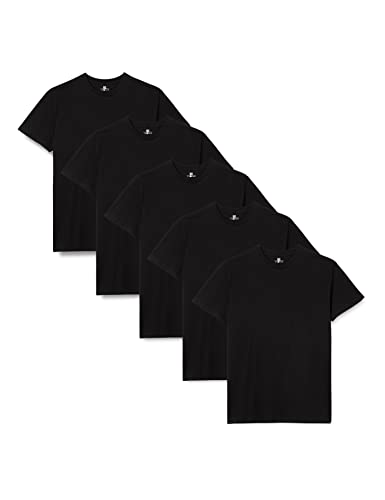 Herren T-Shirt mit Rundhalsausschnitt, Schwarz (5er Pack), XL