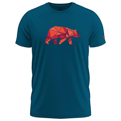 FORSBERG Espenson T-Shirt mit stylischem Bär Brustlogo Rundhals für Herren schwarz, Farbe:blau, Größe:XL