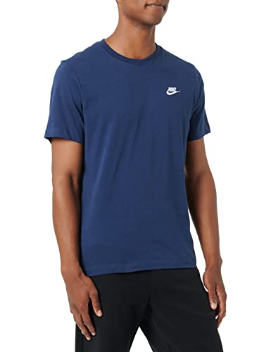 Nike Herren T-Shirt Sportswear Club, Midnight Navy/White, M, AR4997-410