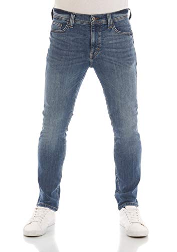 MUSTANG Herren Jeans Vegas Slim Fit Jeanshose Hose Denim Stretch Baumwolle Schwarz Grau Blau w30 - w40, Größe:33W / 34L, Farbvariante:Denim Blue (5000-583)