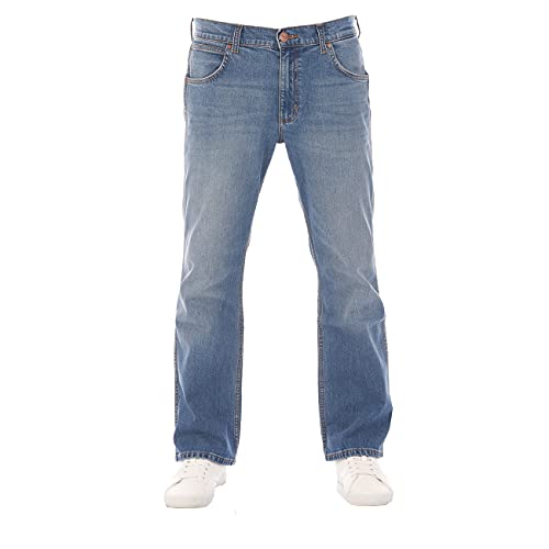 Wrangler Herren Jeans Bootcut Jacksville Hose Blau Jeanshose Männer Baumwolle Denim Stretch Blue w31, Farbe: Vintage Worn, Größe: 31W / 32L