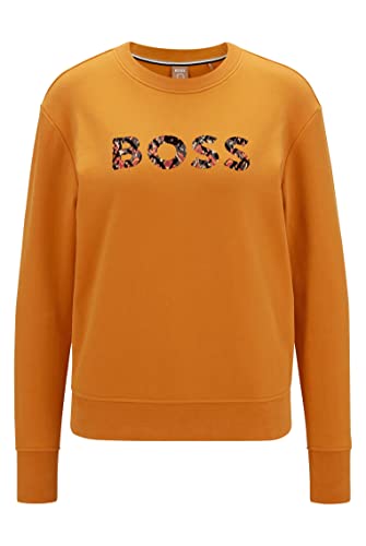 BOSS Damen C Elaboss Regular-Fit Sweatshirt aus Baumwoll-Terry mit geflocktem Logo Hellgelb M
