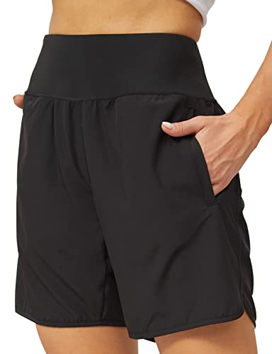 HeTaiDa Damen Sporthose Kurz Laufhose mit Taschen Sommer Sport Shorts Fitness Running Yoga Jogging Beiläufige Kurze Hose