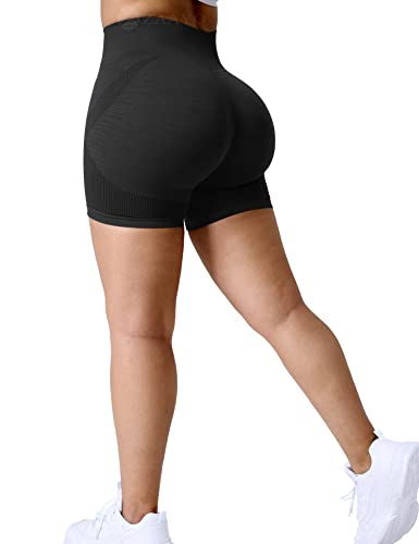 ZAAYO Gym Shorts Damen Sport Athletic Booty Scrunch Butt Lift Ozon Fitness Kurze Shorts Schwarz Medium