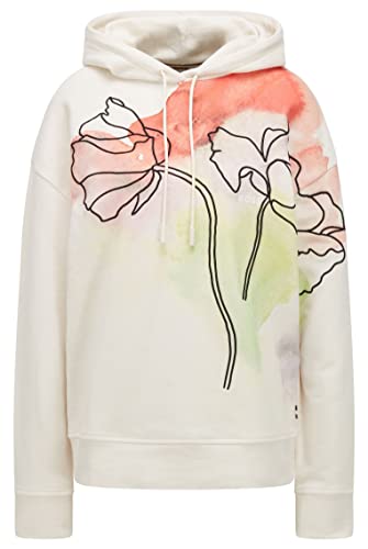 BOSS Damen Ehanna Kapuzen-Sweatshirt aus Bio-Baumwolle mit Aquarell-Print und Blumenstickerei Gemustert L