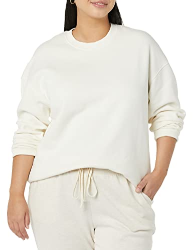 Goodthreads Damen Heritage Fleece-Sweatshirt mit Rundhalsausschnitt, Elfenbein, M