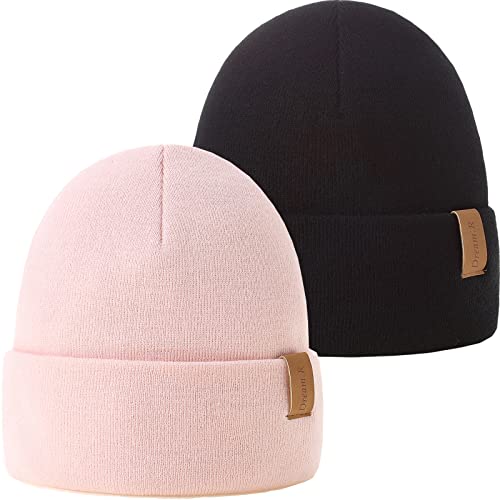 AHAHA 2er-Pack Mütze Damen Beanie Strickmütze Damen Winterhüte für Frauen Warm Unisex Cuffed Beanie Hats