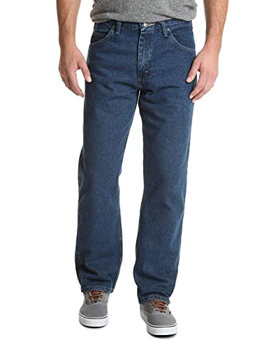 Wrangler Authentics Klassische Herren-Jeans mit 5 Taschen, Baumwolle, entspannte Passform, Dunkel Stonewash, 38W / 32L