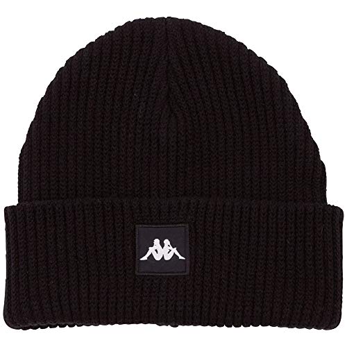 Kappa Authentic HOPPA Beanie | Unisex Mütze für Damen und Herren | Wintermütze mit breitem Umschlagrand und modischem Logo in schwarz und grau | perfekt für die kalte Jahreszeit