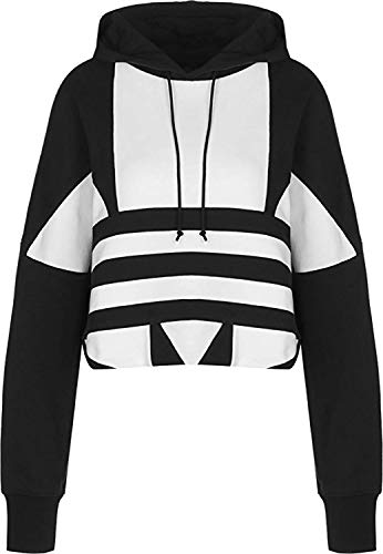 adidas Damen LRG Logo C-Hood Sweatshirt, Black/White, 42