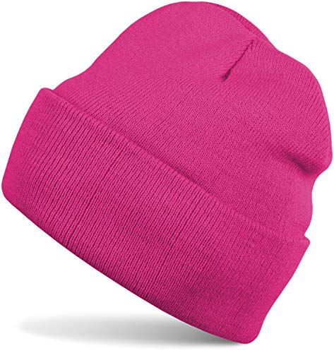 styleBREAKER Unisex warme Beanie Strickmütze, Feinstrick Mütze doppelt gestrickt, Winter 04024029, Farbe:Pink