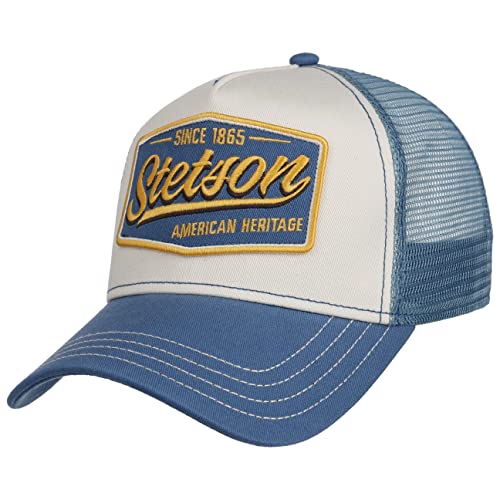 Stetson Since 1865 Vintage Trucker Cap Basecap Baseballcap Truckercap Meshcap Damen/Herren - Snapback, mit Schirm, Schirm Frühling-Sommer - One Size blau