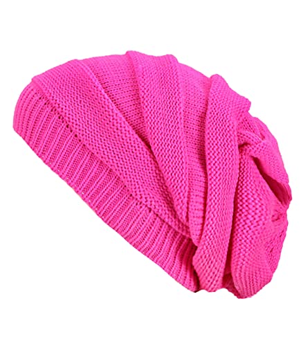 Caripe Wintermütze Damen Long Beanie Strick Mütze Warm Strickmütze sne1 (299 Pink)
