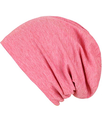 Caripe Long Beanie Slouch Jersey Mütze Damen Herren einfarbig - su99 unifarben(pink meliert)